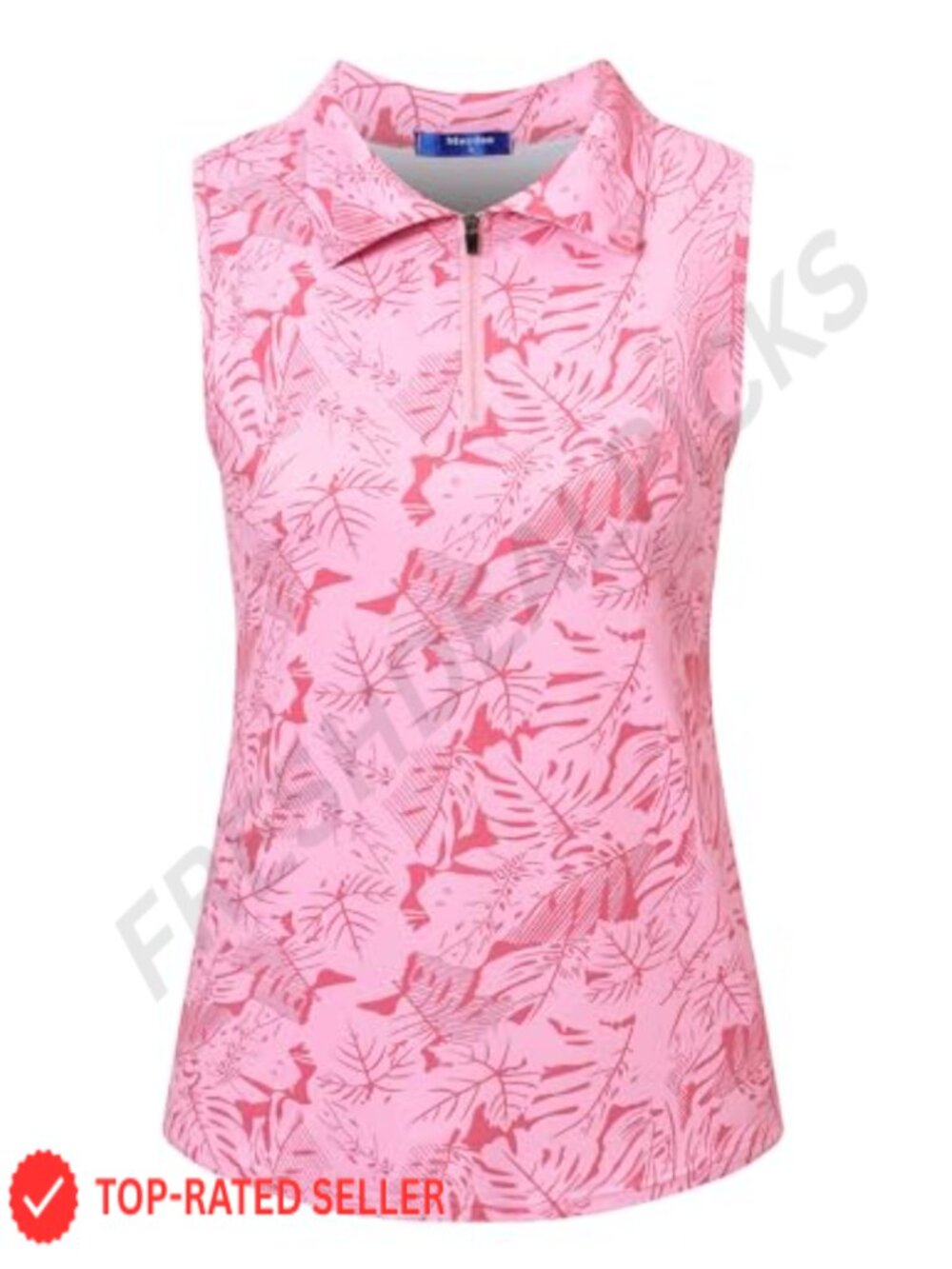 Womens Sleeveless Polo Golf Tank Top with Half Zipper Moisture Wicking Athletic